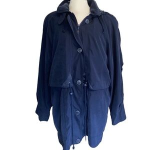 Elan coat hooded long sleeves zip out liner button/zip closure drawstrings Sz M